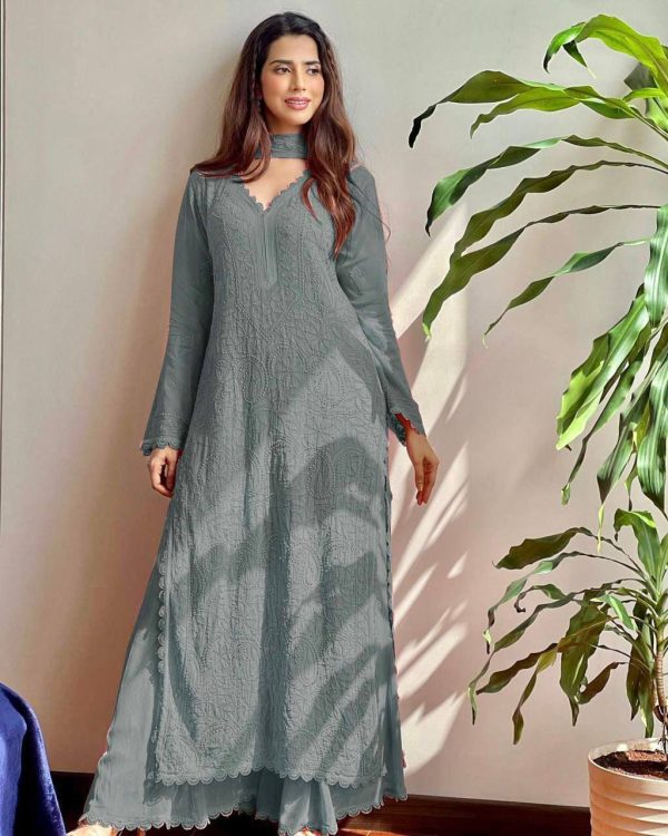 BE 170 Grey Color Georgette Thread Embroidery Salwar Suit Wedding, Party, Festive events, etc.  Expected Delivery  4-6 Working Days @1999/- | Salwar suit, Casual Suits, Creative suits, Designer Suits, Palazzo Suits, Party Wear Suits, Patiala Suits, Straight Suits