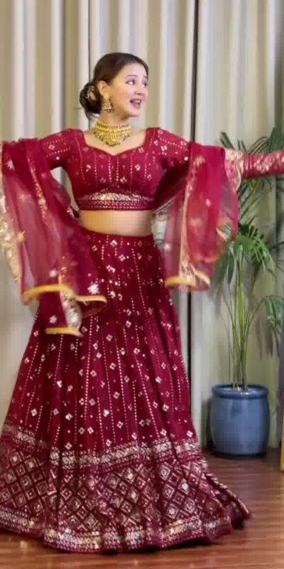 DC G88 Maroon Fox Georgette with Lace Work & Embroidery Work Lehenga Choli . Get it for ₹2099. Delivery 4-6 Working Days. Shop now. | Lehenga, Bollywood Lehenga, Creative Lehenga, Designer Lehenga, Embroidered Lehenga, Party Wear Lehenga