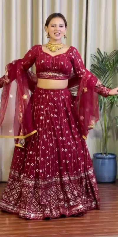 DC G88 Maroon Fox Georgette with Lace Work & Embroidery Work Lehenga Choli . Get it for ₹2099. Delivery 4-6 Working Days. Shop now. | Lehenga, Bollywood Lehenga, Creative Lehenga, Designer Lehenga, Embroidered Lehenga, Party Wear Lehenga