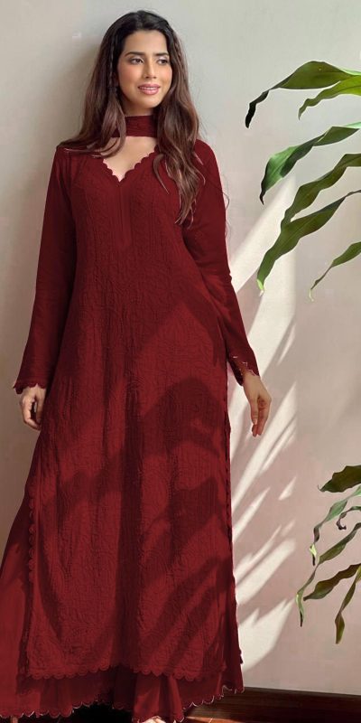 BE 170 Maroon Color Georgette Thread Embroidery Salwar Suit Wedding, Party, Festive events, etc.  Expected Delivery  4-6 Working Days @1999/- | Salwar suit, Casual Suits, Creative suits, Designer Suits, Palazzo Suits, Party Wear Suits, Patiala Suits, Straight Suits
