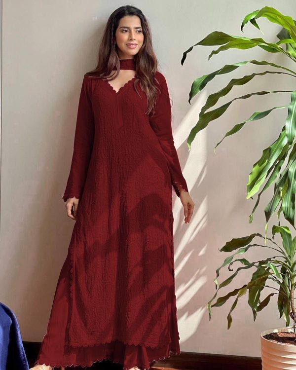BE 170 Maroon Color Georgette Thread Embroidery Salwar Suit Wedding, Party, Festive events, etc.  Expected Delivery  4-6 Working Days @1999/- | Salwar suit, Casual Suits, Creative suits, Designer Suits, Palazzo Suits, Party Wear Suits, Patiala Suits, Straight Suits
