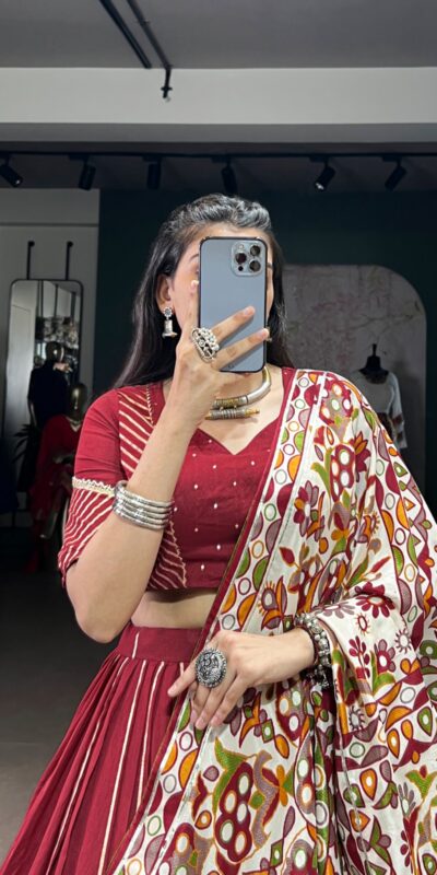 LNB 1658 Maroon Pure Chanderi with Zari Work & Gotta Patti Work Lehenga Choli . Introductory Price ₹3199. Delivery 4-6 Working Days. Shop now. | Lehenga, Bollywood Lehenga, Creative Lehenga, Designer Lehenga, Embroidered Lehenga, Party Wear Lehenga