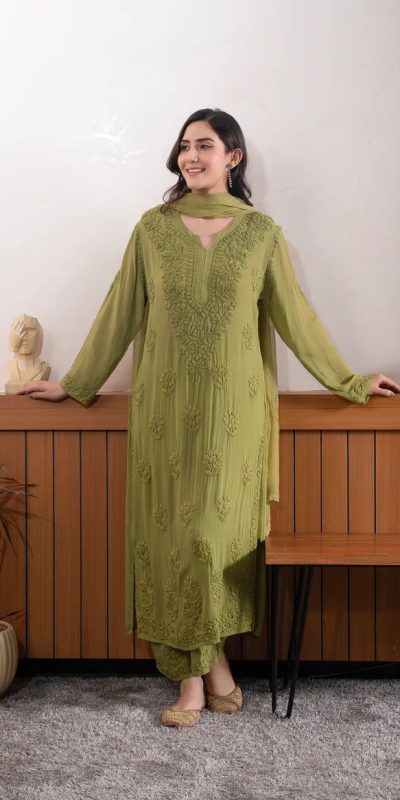 BE 394 Mehandi Georgette with Embroidery Work & Lace Work Salwar Suit . Available at ₹1849 only. Delivery 4-6 Working Days. Shop now. | Jump Suits, Tops & Bottoms, Track Suits, Salwar suit, Casual Suits, Creative suits, Designer Suits, Palazzo Suits, Party Wear Suits, Patiala Suits, Straight Suits, Trendy Wear