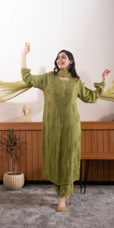 BE 394 Mehandi Georgette with Embroidery Work & Lace Work Salwar Suit . Available at ₹1849 only. Delivery 4-6 Working Days. Shop now. | Jump Suits, Tops & Bottoms, Track Suits, Salwar suit, Casual Suits, Creative suits, Designer Suits, Palazzo Suits, Party Wear Suits, Patiala Suits, Straight Suits, Trendy Wear