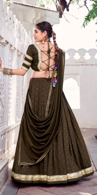 LNB 1664 Mehendi Pure Chanderi Lehenga Choli Perfect for Wedding, Party, Family Gatherings, Festival Celebrations, Grab it for ₹2999. Delivery 4-6 Days | Lehenga, Bollywood Lehenga, Creative Lehenga, Designer Lehenga, Embroidered Lehenga, Party Wear Lehenga