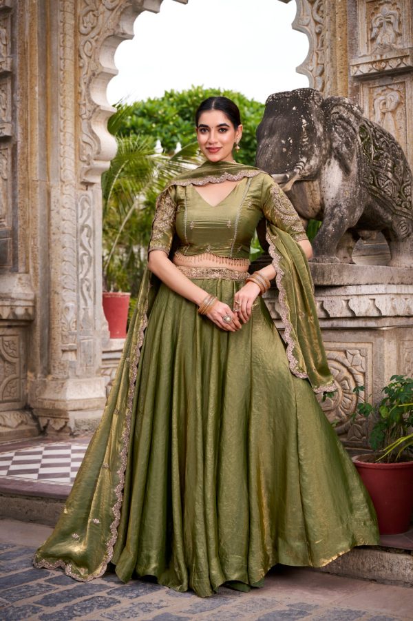 LNB 1440 Mehendi Fendi Sequins Work & Embroidery Work Lehenga Choli in . Introductory Price ₹2999. Delivery 4-6 Working Days. Shop now. | Lehenga, Bollywood Lehenga, Creative Lehenga, Designer Lehenga, Embroidered Lehenga, Party Wear Lehenga