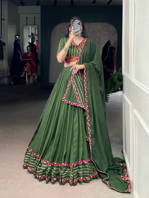 LNB 1659 Mehendi Color Pure Rayon With Mirror Work & Gamthi Work. Lehenga Choli Price ₹4199.Introductory Delivery 4-6 Working Days. Shop now. | Lehenga, Bollywood Lehenga, Creative Lehenga, Designer Lehenga, Embroidered Lehenga, Party Wear Lehenga
