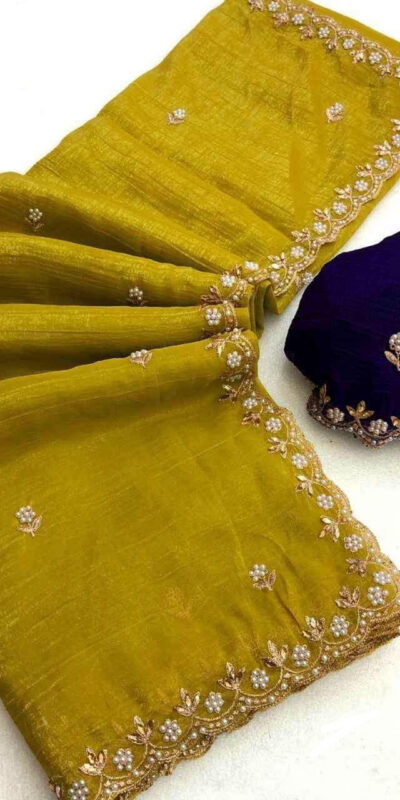 BT 1267 Mustard in Crunchy Chiffon Embroidery Work Saree . Wedding, Party, Festive, Events, Exclusive Offer ₹1749. Delivery 4-6 Working Days. Shop now. | Sarees, Bollywood Sarees, Creative Sarees, Designer Sarees, Embroidered Sarees, Ethnic Saree, Modern Digital sarees, Party Wear Sarees