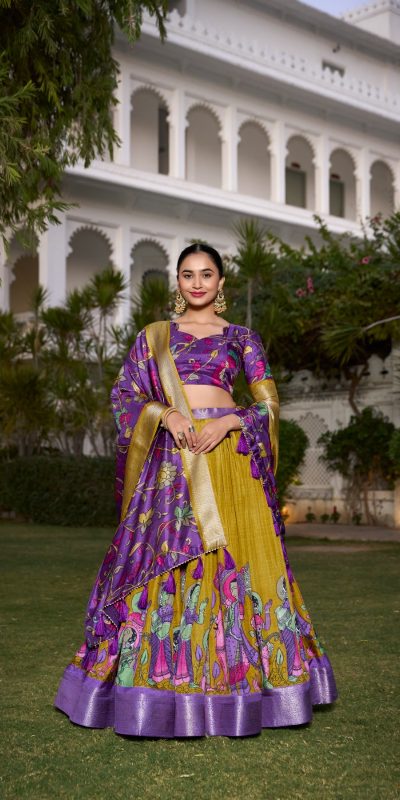 LNB 1231 Firozi Dola Silk Jacquard Silk Kalamkari Print & Zari Work Lehenga Choli in Best Price ₹1899. Delivery 4-6 Working Days. Shop now. | Lehenga, Bollywood Lehenga, Creative Lehenga, Designer Lehenga, Embroidered Lehenga, Party Wear Lehenga