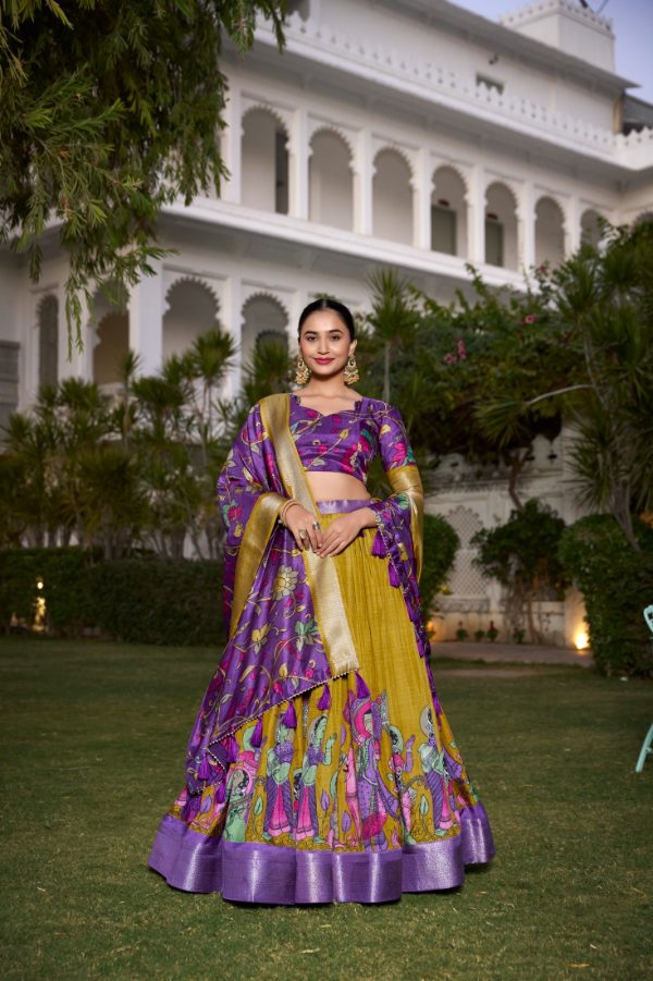 LNB 1231 Firozi Dola Silk Jacquard Silk Kalamkari Print & Zari Work Lehenga Choli in Best Price ₹1899. Delivery 4-6 Working Days. Shop now. | Lehenga, Bollywood Lehenga, Creative Lehenga, Designer Lehenga, Embroidered Lehenga, Party Wear Lehenga