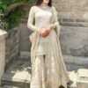 Off White Chinnon Silk With Embroider Salwar Suit