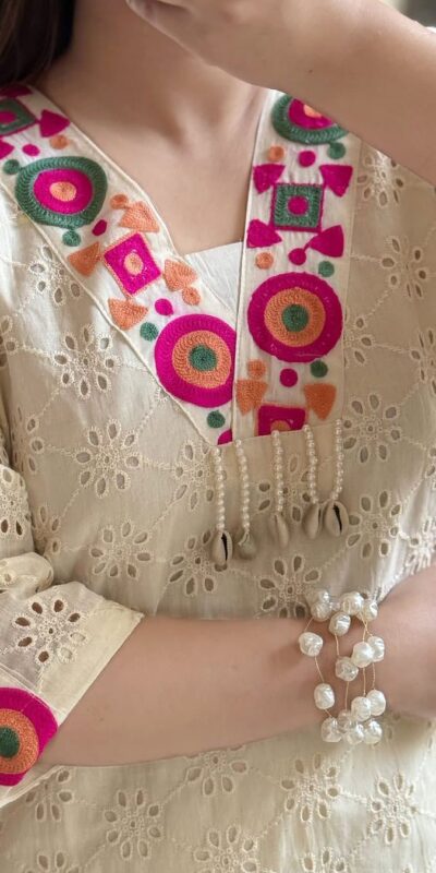 ZSR 3137 Off White Cotton With Embroidery Work & Thread Embroidery. Salwar Suit Introductory Price ₹1899. Delivery 4-6 Working Days. Shop now. | Jump Suits, Tops & Bottoms, Track Suits, Salwar suit, Casual Suits, Creative suits, Designer Suits, Palazzo Suits, Party Wear Suits, Patiala Suits, Straight Suits, Trendy Wear