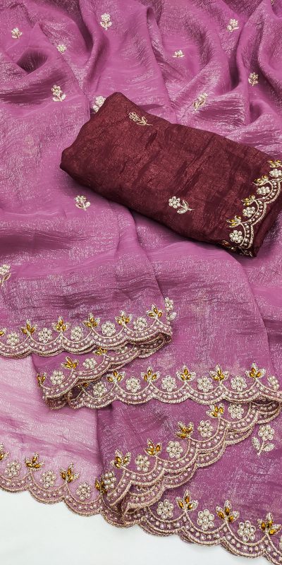 BT 1267 Onion in Crunchy Chiffon Embroidery Work Saree . Wedding, Party, Festive, Events, Exclusive Offer ₹1749. Delivery 4-6 Working Days. Shop now. | Sarees, Bollywood Sarees, Creative Sarees, Designer Sarees, Embroidered Sarees, Ethnic Saree, Modern Digital sarees, Party Wear Sarees