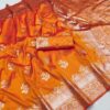 Orange Banarasi Silk Zari Lace Work Saree