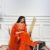 Orange Chinon Silk Lace Embroidery Work Salwar Suit
