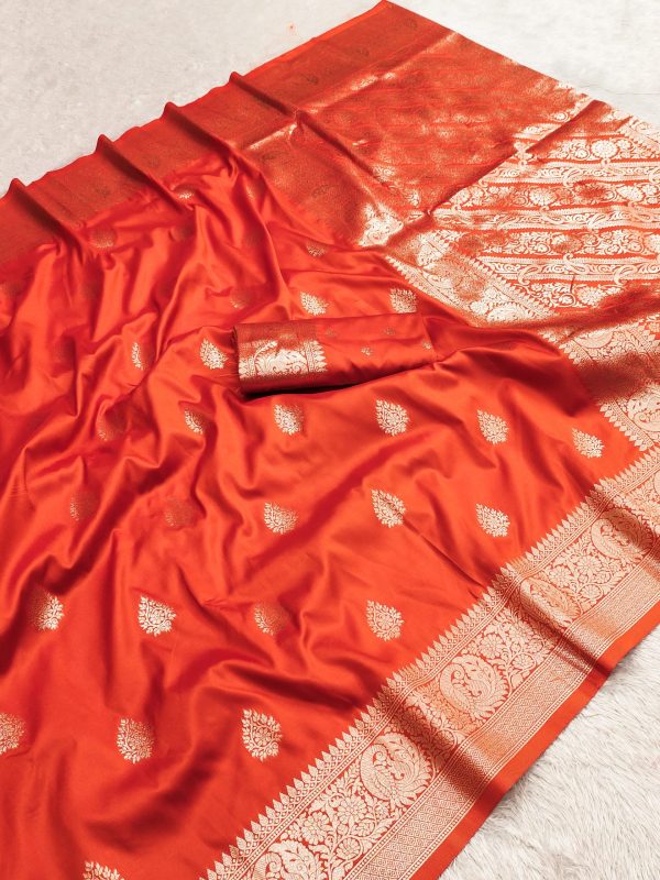 MB 3284 Orange Soft Banarasi Cotton Silk Saree Perfect for Wedding, Party, Eid, Traditional Day, Haldi –. Get it for ₹1899. Delivery 4-6 Working Days. | Sarees, Bollywood Sarees, Creative Sarees, Designer Sarees, Embroidered Sarees, Ethnic Saree, Modern Digital sarees, Party Wear Sarees