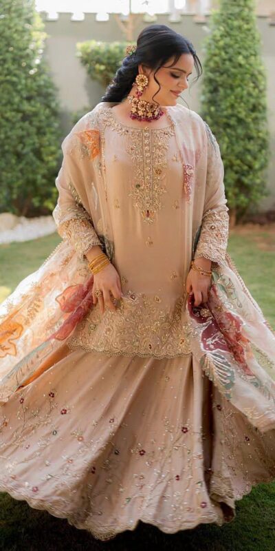 LG 1976 Peach Chinon Lehenga Choli Perfect for Wedding, Party, Traditional Day, Pooja, Cultural Events. Exclusive Offer ₹2399. Delivery 4-6 Working | Lehenga, Bollywood Lehenga, Creative Lehenga, Designer Lehenga, Embroidered Lehenga, Party Wear Lehenga