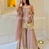 Peach Chinon Silk Embroidery Work Salwar Suit