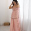 Peach Georgette Lace Work Embroidery Salwar Suit
