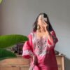 Peach Roman Silk Mirror Work Salwar Suit
