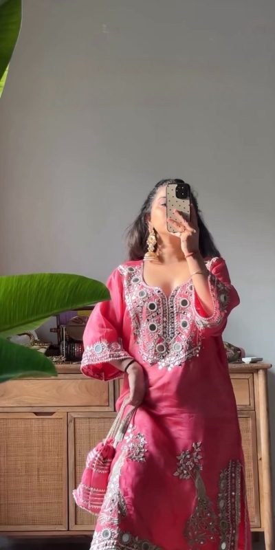 RTC 5919 Peach Roman Silk With Mirror Work Salwar Suit Wedding, Party, Festive, Events, Navratri Garba, Introductory Price ₹2099. Delivery 4-6 Working Days. | Jump Suits, Tops & Bottoms, Track Suits, Salwar suit, Casual Suits, Creative suits, Designer Suits, Palazzo Suits, Party Wear Suits, Patiala Suits, Straight Suits, Trendy Wear