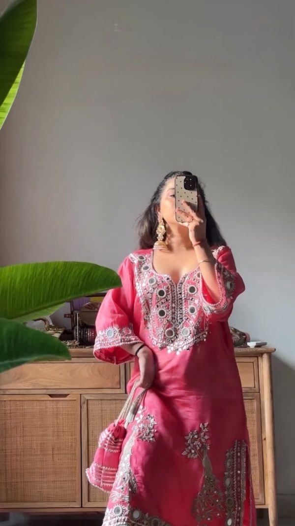 RTC 5919 Peach Roman Silk With Mirror Work Salwar Suit Wedding, Party, Festive, Events, Navratri Garba, Introductory Price ₹2099. Delivery 4-6 Working Days. | Jump Suits, Tops & Bottoms, Track Suits, Salwar suit, Casual Suits, Creative suits, Designer Suits, Palazzo Suits, Party Wear Suits, Patiala Suits, Straight Suits, Trendy Wear