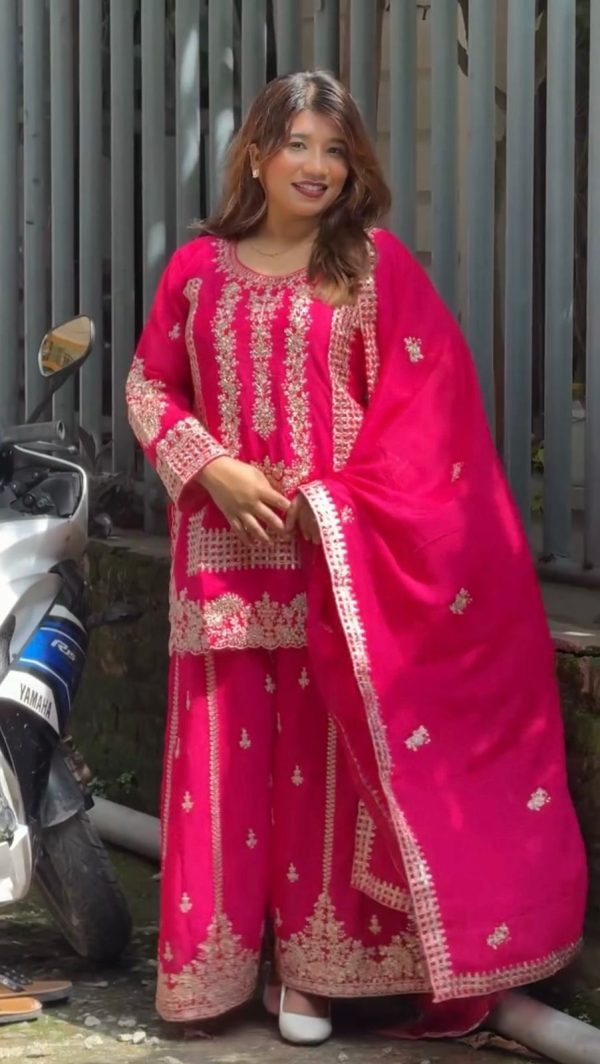 KD 1533 Pink Blooming Georgette Salwar Suit Perfect for Wedding, Party, Ethnic Day, Housewarming, Pongal . Available at ₹2149 only. Delivery 4-6 Workin | Salwar suit, Casual Suits, Creative suits, Designer Suits, Palazzo Suits, Party Wear Suits, Patiala Suits, Straight Suits