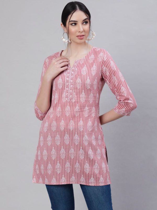 INLI Blush 2.0 Pink Cotton Printed Designer Work Kurti in . Wedding, Party, Festive, Events, Special Price ₹1269. Delivery 4-6 Working Days. Shop now. | Kurti, Bollywood Kurti, Creative Kurtis, Designer Kurti, Party Wear Kurti, Selfie Kurti