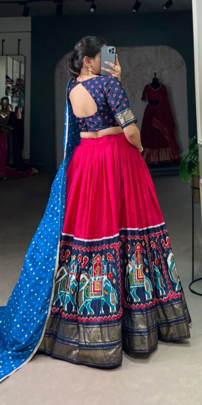 LNB 1623 Pink Color Fabulous Dola Silk Patola Print And Foil Work Lehenga Choli Wedding, Festive, Events Expected Delivery 4-6 Working Days@2199/- Only | Lehenga, Bollywood Lehenga, Creative Lehenga, Designer Lehenga, Embroidered Lehenga, Party Wear Lehenga