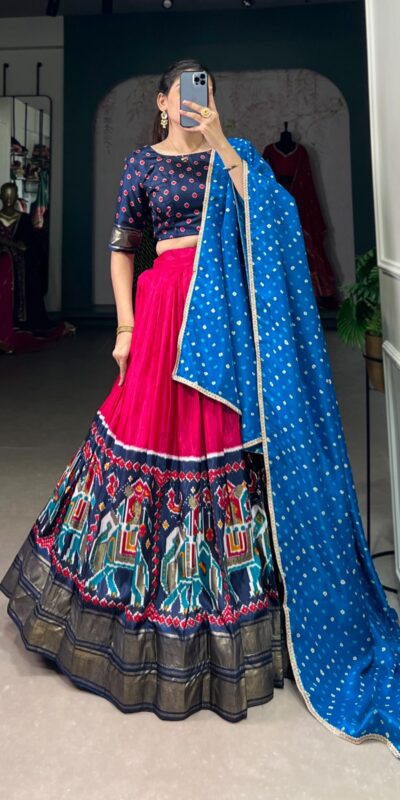LNB 1623 Pink Color Fabulous Dola Silk Patola Print And Foil Work Lehenga Choli Wedding, Festive, Events Expected Delivery 4-6 Working Days@2199/- Only | Lehenga, Bollywood Lehenga, Creative Lehenga, Designer Lehenga, Embroidered Lehenga, Party Wear Lehenga