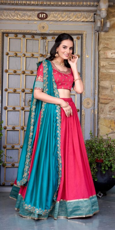 LNB 2049 Pink in Vichitra Silk Embroidery Work & Zari Work Lehenga Choli . Now at just ₹2999. Delivery 4-6 Working Days. Shop now. | Lehenga, Bollywood Lehenga, Creative Lehenga, Designer Lehenga, Embroidered Lehenga, Party Wear Lehenga