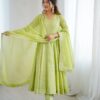 SRK 5293 Pista With Crunchy Silk With Fully Flair with Lace Work & Embroidery Work Anarkali Gown . Introductory Price ₹2149. Delivery 4-6 Worki | Gowns, Bollywood Gowns, Creative Gowns, Designer Gowns, Embroidered Gowns, Party Wear Gowns