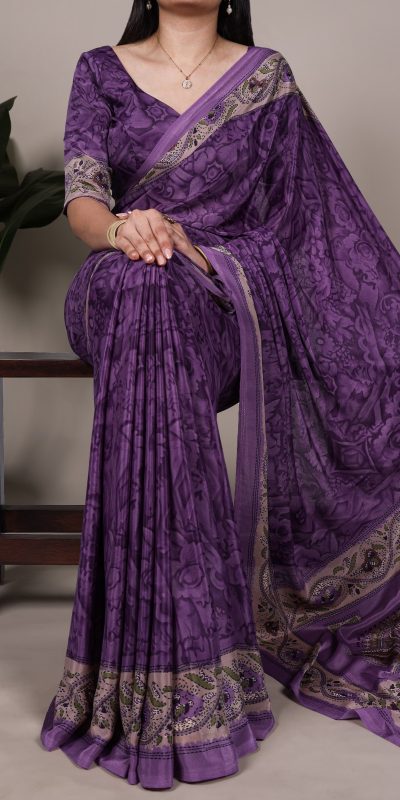 YNF 7056 Purple Crepe Printed with Designer Saree Work. Wedding, Party, Festive, Events, Get it for ₹1499. Delivery 4-6 Working Days. Shop now. | Sarees, Bollywood Sarees, Creative Sarees, Designer Sarees, Embroidered Sarees, Ethnic Saree, Modern Digital sarees, Party Wear Sarees