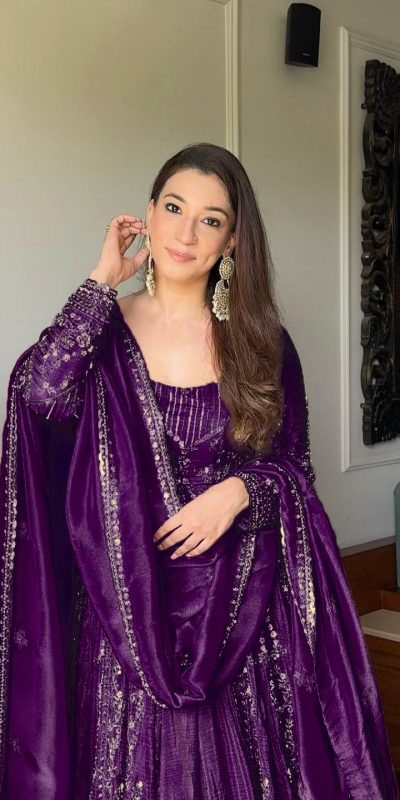 VLM 297 Purple Crunchy Silk with Lace Work & Embroidery Work Gown . Introductory Price ₹2499. Delivery 4-6 Working Days. Shop now. | Gowns, Bollywood Gowns, Creative Gowns, Designer Gowns, Embroidered Gowns, Party Wear Gowns