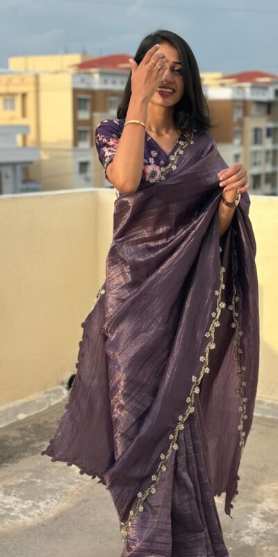 AC Gold Crush Purple Gold Crush with Lace Border & Lace Work Saree . Festive Deal ₹2599. Delivery 4-6 Working Days. Shop now. | Sarees, Bollywood Sarees, Creative Sarees, Designer Sarees, Embroidered Sarees, Ethnic Saree, Modern Digital sarees, Party Wear Sarees