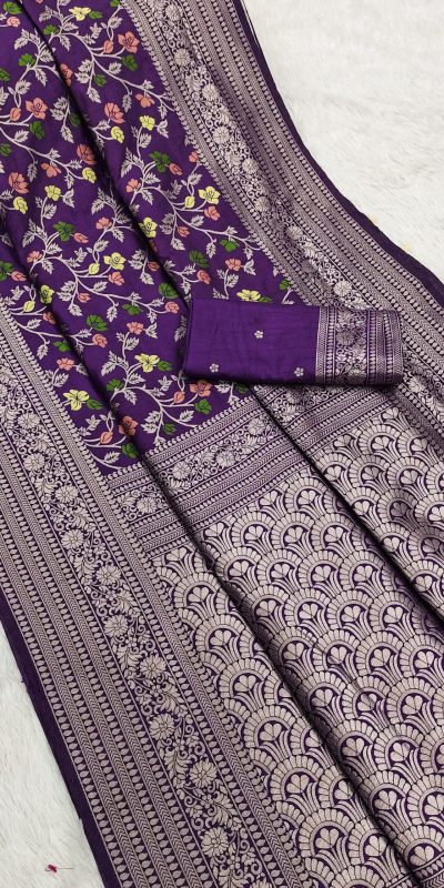 MB 96 Purple Color Khaddi Pashmina with Zari Work & Lace Work Saree . Now at just ₹1999. Delivery 4-6 Working Days. Shop now. | Sarees, Bollywood Sarees, Creative Sarees, Designer Sarees, Embroidered Sarees, Ethnic Saree, Modern Digital sarees, Party Wear Sarees