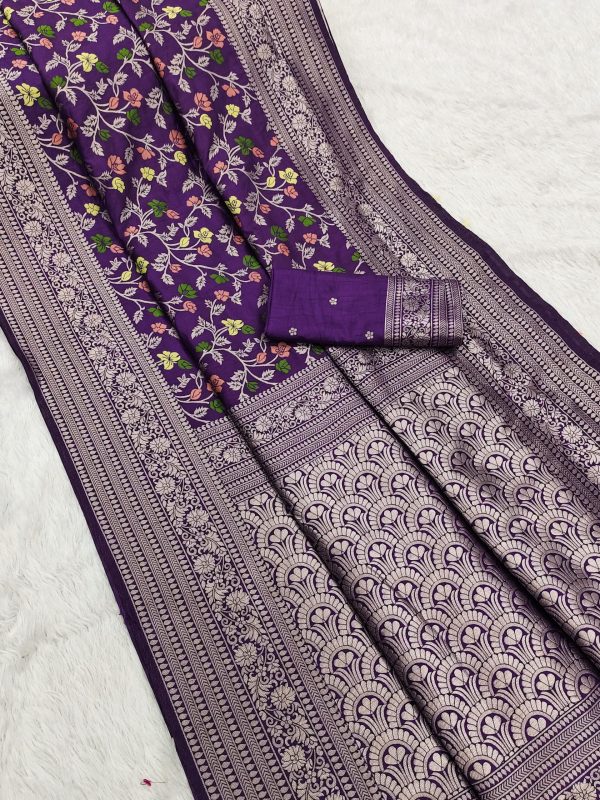 MB 96 Purple Color Khaddi Pashmina with Zari Work & Lace Work Saree . Now at just ₹1999. Delivery 4-6 Working Days. Shop now. | Sarees, Bollywood Sarees, Creative Sarees, Designer Sarees, Embroidered Sarees, Ethnic Saree, Modern Digital sarees, Party Wear Sarees