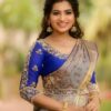 Purple Soft Lichi Silk Work Saree