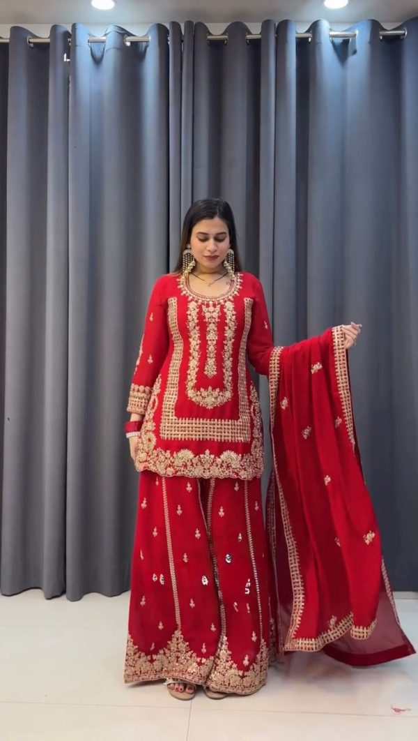 KD 1533 Red Blooming Georgette Salwar Suit Perfect for Wedding, Party, Ethnic Day, Housewarming, Pongal . Available at ₹2149 only. Delivery 4-6 Workin | Salwar suit, Casual Suits, Creative suits, Designer Suits, Palazzo Suits, Party Wear Suits, Patiala Suits, Straight Suits