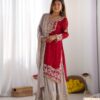 SR 1676 Red Heavy Faux Georgette With Heavy Embroidery Perfect for Wedding, Party, Ethnic Day, Reception, Diwali 4-6 Working Days At 2049/- Only | Jump Suits, Salwar suit, Casual Suits, Creative suits, Designer Suits, Palazzo Suits, Party Wear Suits, Patiala Suits, Straight Suits