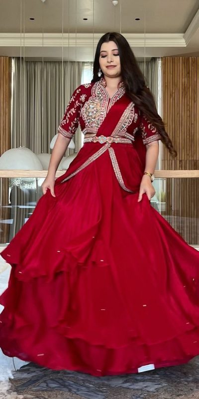 BE 269 Red Fiona Silk With Embroidery Work & Lace Work Lehenga Saree. Special Price ₹2399. Delivery 4-6 Working Days. Shop now. | Lehenga, Bollywood Lehenga, Creative Lehenga, Designer Lehenga, Embroidered Lehenga, Party Wear Lehenga
