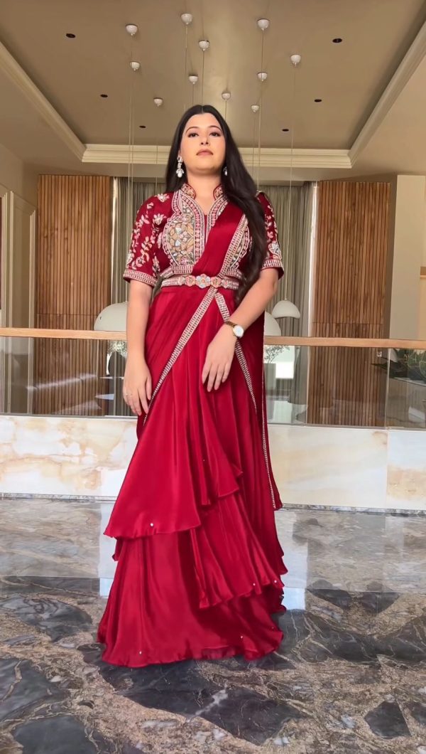 BE 269 Red Fiona Silk With Embroidery Work & Lace Work Lehenga Saree. Special Price ₹2399. Delivery 4-6 Working Days. Shop now. | Lehenga, Bollywood Lehenga, Creative Lehenga, Designer Lehenga, Embroidered Lehenga, Party Wear Lehenga