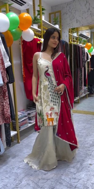 LG 1994 Red Color French Crape Embroidery Work Salwar Suit Casual, Wedding, Festive, Events . Expected Delivery  4-6 Working Days @1999/- only      | Jump Suits, Salwar suit, Casual Suits, Creative suits, Designer Suits, Palazzo Suits, Party Wear Suits, Patiala Suits, Straight Suits