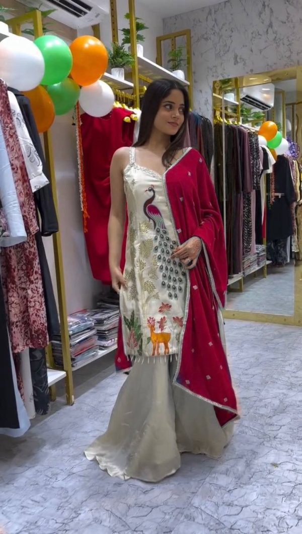 LG 1994 Red Color French Crape Embroidery Work Salwar Suit Casual, Wedding, Festive, Events . Expected Delivery  4-6 Working Days @1999/- only      | Jump Suits, Salwar suit, Casual Suits, Creative suits, Designer Suits, Palazzo Suits, Party Wear Suits, Patiala Suits, Straight Suits