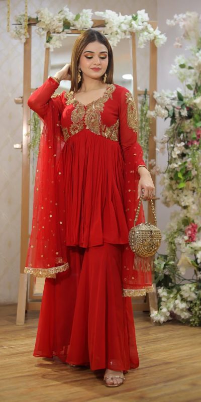 LG 2010 Red Georgette With Embroidery Work Salwar Suit & Lace Work. Best Price ₹1999. Delivery 4-6 Working Days. Shop now. | Jump Suits, Salwar suit, Casual Suits, Creative suits, Designer Suits, Palazzo Suits, Party Wear Suits, Patiala Suits, Straight Suits