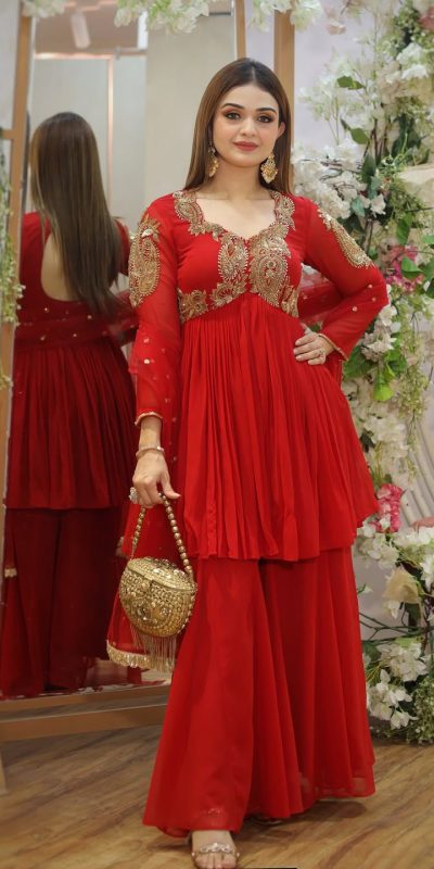 LG 2010 Red Georgette With Embroidery Work Salwar Suit & Lace Work. Best Price ₹1999. Delivery 4-6 Working Days. Shop now. | Jump Suits, Salwar suit, Casual Suits, Creative suits, Designer Suits, Palazzo Suits, Party Wear Suits, Patiala Suits, Straight Suits