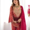 NSR 852 Red Simar Silk With Embroidery Work with Full Sleeve Salwar Suit in . Now at just ₹2099. Delivery 4-6 Working Days. Shop n | Jump Suits, Salwar suit, Casual Suits, Creative suits, Designer Suits, Palazzo Suits, Party Wear Suits, Patiala Suits, Straight Suits