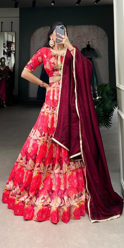 LNB 1032 Red Tussar Silk With Lace Work & Sequins Work Lehenga Choli. Now at just ₹1799. Delivery 4-6 Working Days. Shop now. | Lehenga, Bollywood Lehenga, Creative Lehenga, Designer Lehenga, Embroidered Lehenga, Party Wear Lehenga