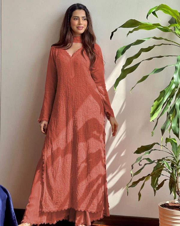 BE 170 Rust Color Georgette Thread Embroidery Salwar Suit Wedding, Party, Festive events, etc.  Expected Delivery  4-6 Working Days @1999/- | Salwar suit, Casual Suits, Creative suits, Designer Suits, Palazzo Suits, Party Wear Suits, Patiala Suits, Straight Suits