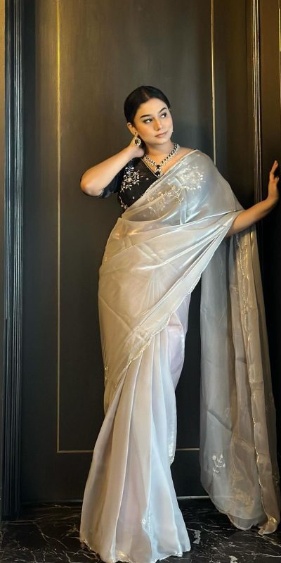 AC JIYA Silver Soft Jimmy Chuu with Lace Border & Lace Work Saree . Available at ₹3049 only. Delivery 4-6 Working Days. Shop now. | Sarees, Bollywood Sarees, Creative Sarees, Designer Sarees, Embroidered Sarees, Ethnic Saree, Modern Digital sarees, Party Wear Sarees